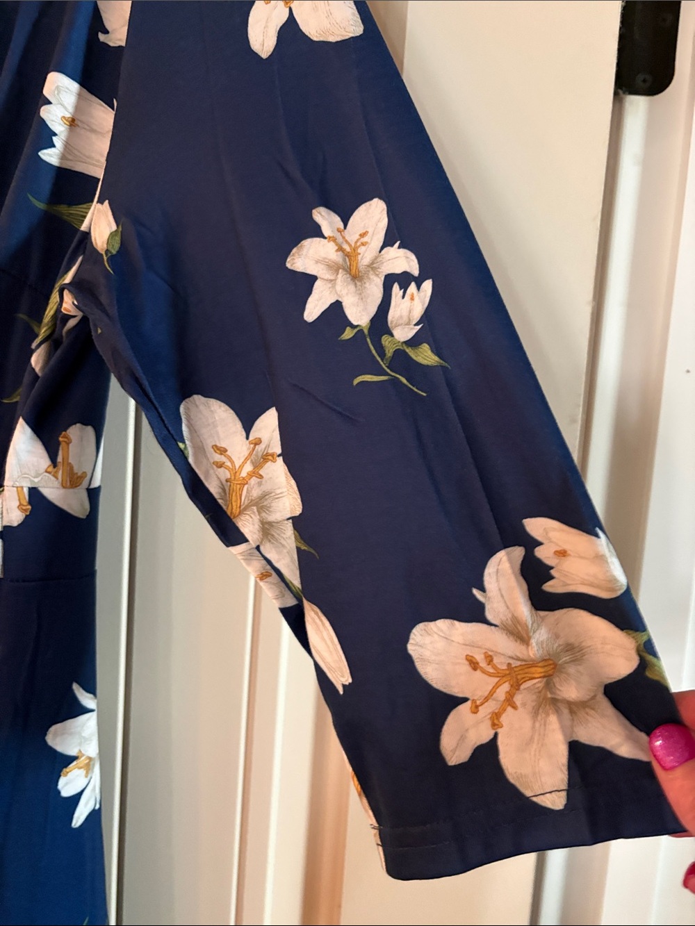 Wrap Dress Navy Floral Wrap Midi Dress with Tie Waist - Picture 5 of 5